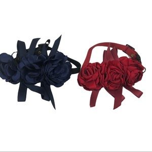 2 Pieces Flower Dog and Cat Collar, XS Red, Blue